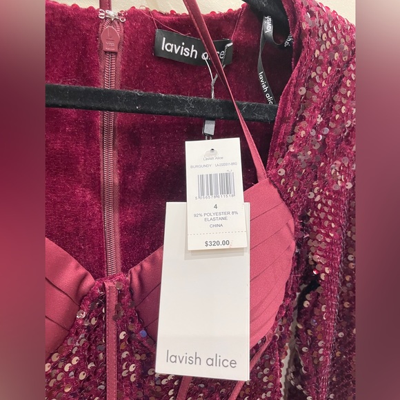 NWT Lavish Alice Sequin Corset Sweetheart Mini Dress, Burgundy, Size UK 8/ US 4 - Picture 13 of 16